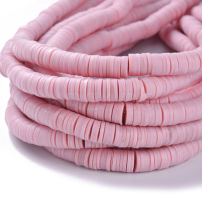 Flat Round Handmade Polymer Clay Beads CLAY-R067-6.0mm-26-1