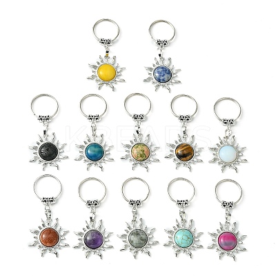Gemstone & Brass Sun Pendant Keychain G-Z033-03P-1