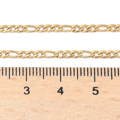 Ion Plating(IP) 304 Stainless Steel Figaro Chain Necklaces LS-STAS-K168-01G-1