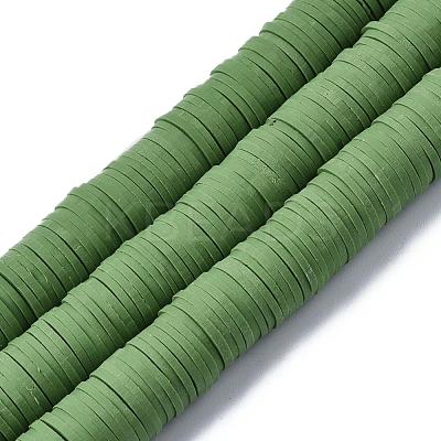 Flat Round Handmade Polymer Clay Beads CLAY-R067-12mm-43-1