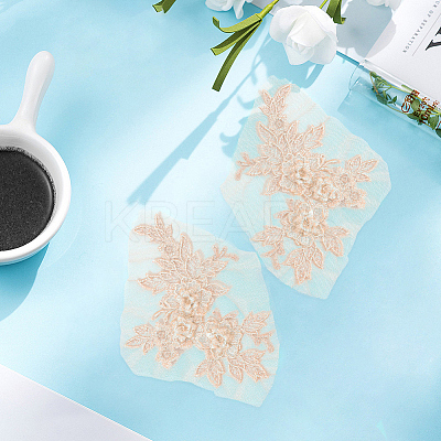 Flower Shape Polyester Embroidery Sew on Flower Appliques DIY-WH20032-60A-1