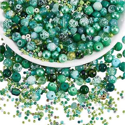 2 Bag Glass Round Beads Set JX547K-1
