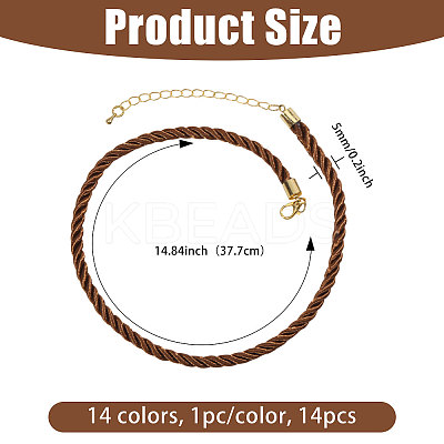 14Pcs 14 Styles Polyester Braided Round Cord Necklace Making NJEW-PH01638-1