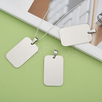 Tarnish Resistant Rectangle Tag Pendants STAS-H061-04-1