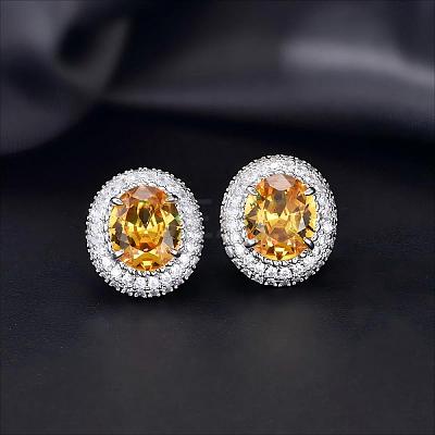 Brass Micro Pave Cubic Zirconia Stud Earrings for Women FF7693-1-1
