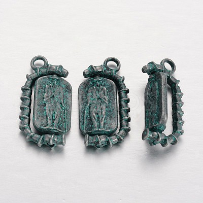 Tibetan Style Alloy Rectangle with Man Pendants X-TIBEP-JC1174-BG-1