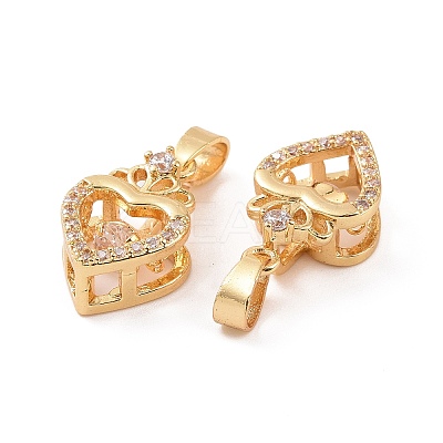 Brass Micro Pave Clear Cubic Zirconia Pendants KK-E068-VC286-1