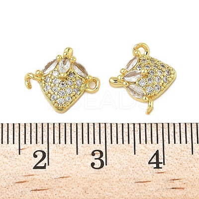 Brass Pave Clear Cubic Zirconia Fruit Connector Charms KK-Z109-01G-01-1