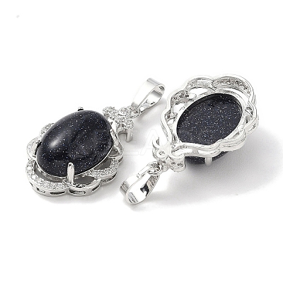 Synthetic Blue Goldstone Oval Pendants G-NH0025-15P-04-1