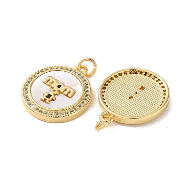 Brass Micro Pave Clear Cubic Zirconia Pendants KK-B083-20G-05-1