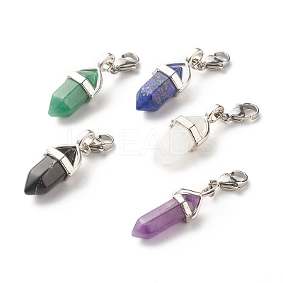 Natural Bullet-shaped Gemstone Pendant Decorations HJEW-JM00602-1