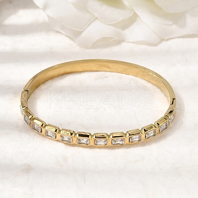 304 Stainless Steel Glass Hinged Bangles for Women BJEW-B168-14G-1