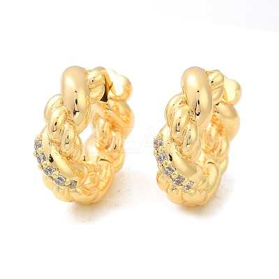 Twist Brass Cubic Zirconia Hoop Earrings EJEW-Q016-18G-1