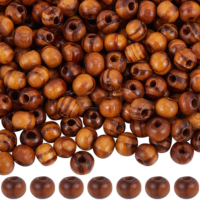 200Pcs Round Natural Wood Beads WOOD-GF0002-30A-1
