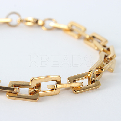 Ion Plating(IP) Rectangle 201 Stainless Steel Chain Bracelets BJEW-N240-06G-1