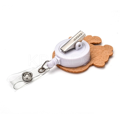 Christmas Reindeer/Stag/Deer Felt & ABS Plastic Badge Reel AJEW-I053-03-1
