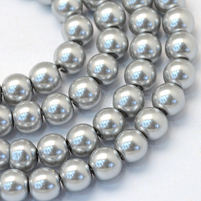 Baking Paint Pearlized Glass Pearl Round Bead Strands X-HY-Q003-6mm-34-1