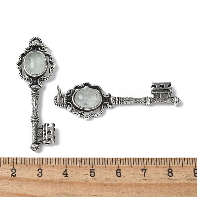 Key Brass Natural Fluorite Big Pendants KK-D361-01AS-32-1