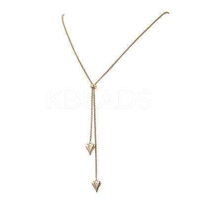 Adjustable Alloy Heart Pendant 304 Stainless Steel Box Chain Lariat Necklaces for Women NJEW-JN05902-01-1