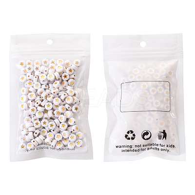 White Opaque Acrylic Beads PACR-YW0001-04A-1