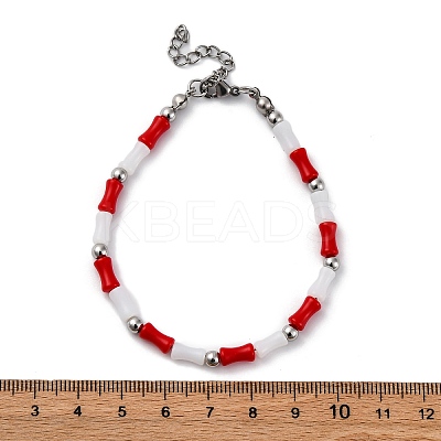 304 Stainless Steel Beaded Bracelets for Women BJEW-M056-05P-1