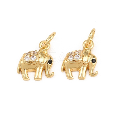 Brass Micro Pave Clear Cubic Zirconia Charms KK-H292-56A-G-1