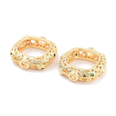 Brass Micro Pave Green Cubic Zircon Spacer Beads KK-P271-21G-1