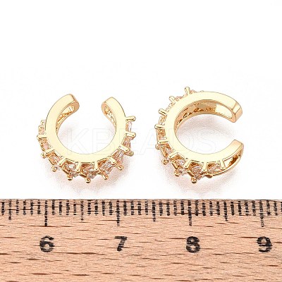 Brass Micro Pave Clear Cubic Zirconia Cuff Earrings EJEW-T047-56G-1