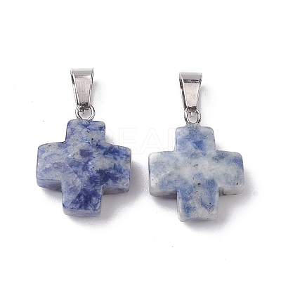 Natural Blue Spot Jasper Pendants G-K359-02P-01-1