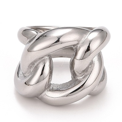 Non-Tarnish 304 Stainless Steel Twist Oval Chunky Ring RJEW-B040-15A-P-1