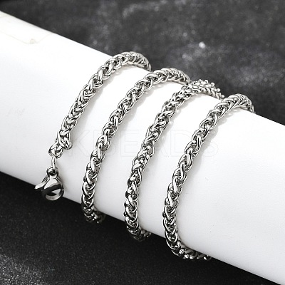 Tarnish Resistant Trendy Men's 201 Stainless Steel Wheat Chain Necklaces LS-NJEW-L043A-45P-1