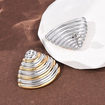 Two Tone Shell Shape 304 Stainless Steel Stud Earrings EJEW-H176-01GP-1