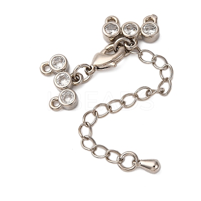 Brass Micro Pave Clear Cubic Zirconia Chain Extender KK-A214-35P-1