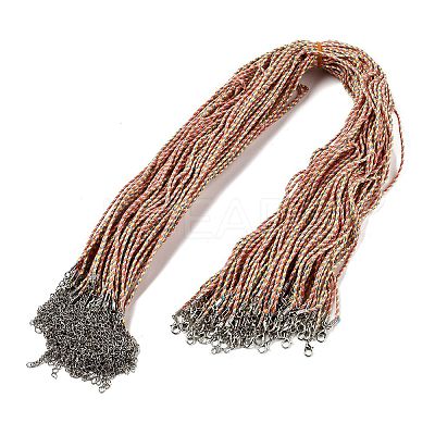 2MM Braided Round Polycotton Cord Necklace Making with Alloy Lobster Claws Clasps and Iron End Chains NJEW-Q031-01A-1