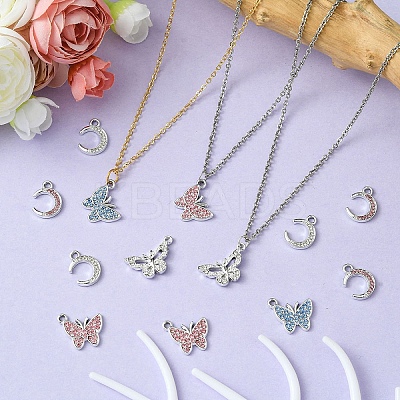 20Pcs 5 Styles Platinum Alloy Crystal Rhinestone Pendants ALRI-YW0001-22-1