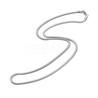 Non-Tarnish 304 Stainless Steel Flat Snake Chains Necklaces NJEW-G340-04P-02-1