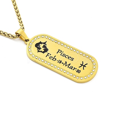 Constellation 304 Stainless Steel Micro Pave Clear Cubic Zirconia Wheat Chain Pendant Necklaces for Women Men NJEW-U007-01D-1