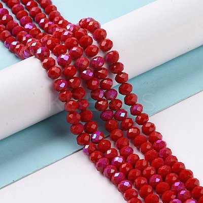 Electroplate Opaque Solid Color Glass Beads Strands EGLA-A034-P6mm-L04-1