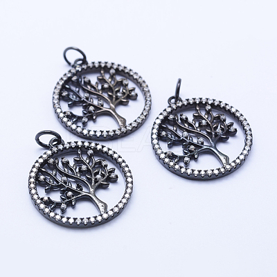 Brass Micro Pave Cubic Zirconia Pendants KK-P133-05B-NR-1