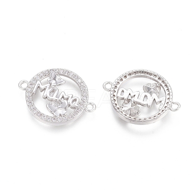 Brass Micro Pave Clear Cubic Zirconia Links Connectors ZIRC-G152-16P-1
