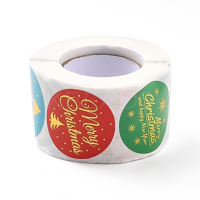 Christmas Themed Flat Round Roll Stickers LS-DIY-B045-17B-1