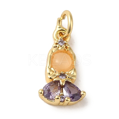 Brass Micro Pave Colorful Cubic Zirconia Glass Pendants KK-R162-026B-G-1