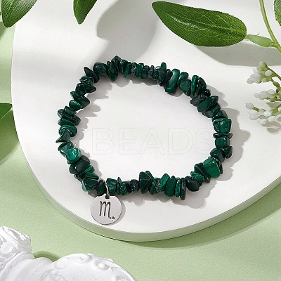 Natural Malachite Stretch Bracelets BJEW-JB11147-08-1