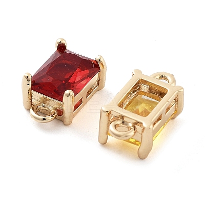 Brass Pave Faceted Glass Connector Charms X-KK-Q811-01-1