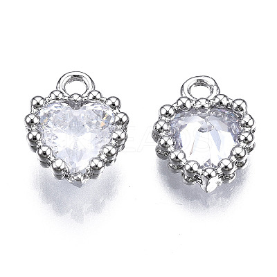 Brass Inlaid Clear Cubic Zirconia Charms ZIRC-S069-048B-P-1