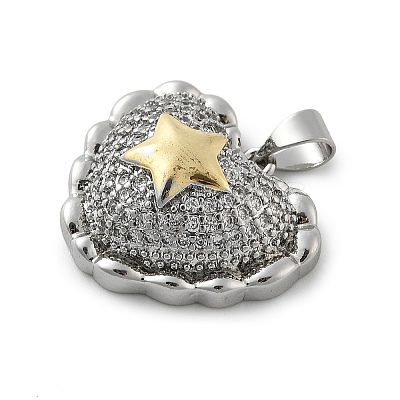 Brass Micro Pave Cubic Zirconia Pendants KK-C091-02C-PG-1
