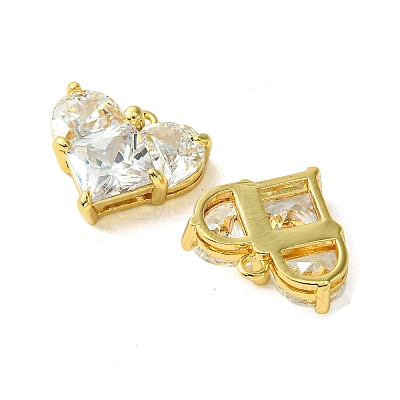 Brass Micro Pave Clear Cubic Zirconia Pendants KK-D099-03G-1