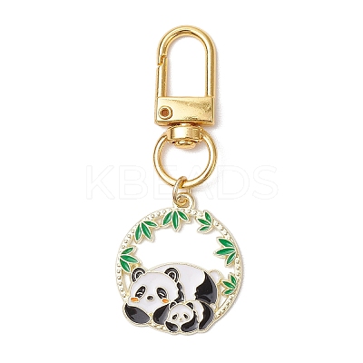 Panda Alloy Enamel Pendant Decoration HJEW-JM02602-1