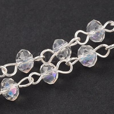 Handmade Rondelle Glass Beads Chains for Necklaces Bracelets Making AJEW-JB00121-01-1