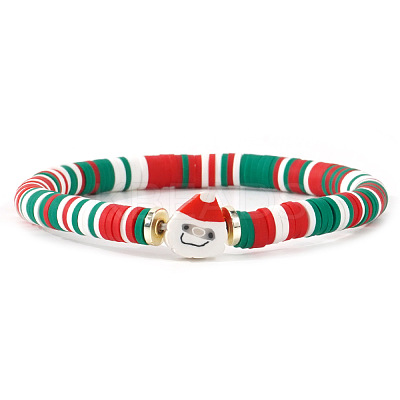 Christmas Polymer Clay Heishi Beads Stretch Bracelets for Women OZ4869-5-1